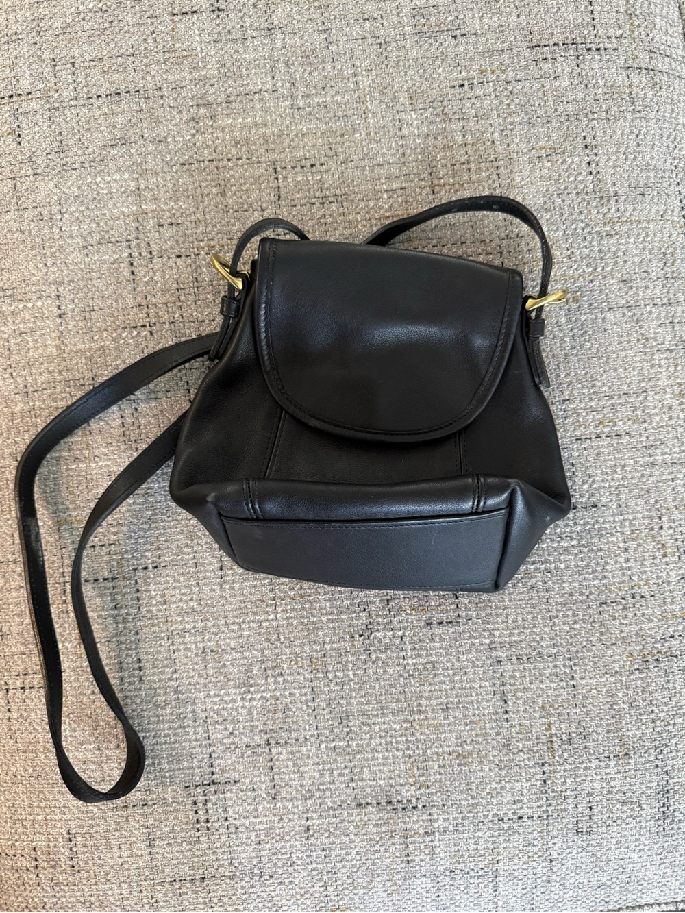 Coach Black Leather Crossbody Bag with Gold Hardware
